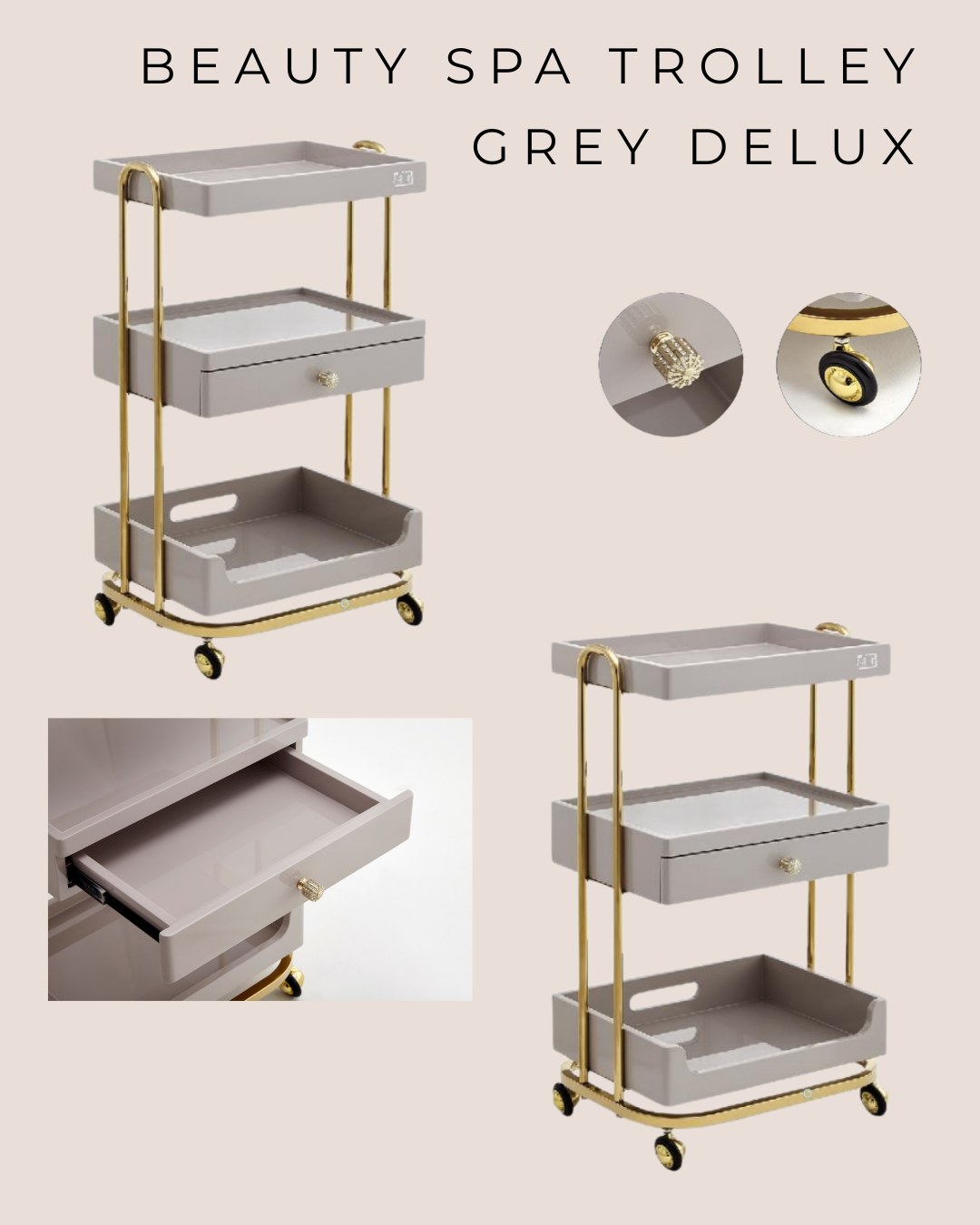 Beauty Spa Trolley - Grey Delux